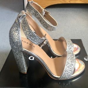 NWT Torrid Silver Glitter Tapered Heels